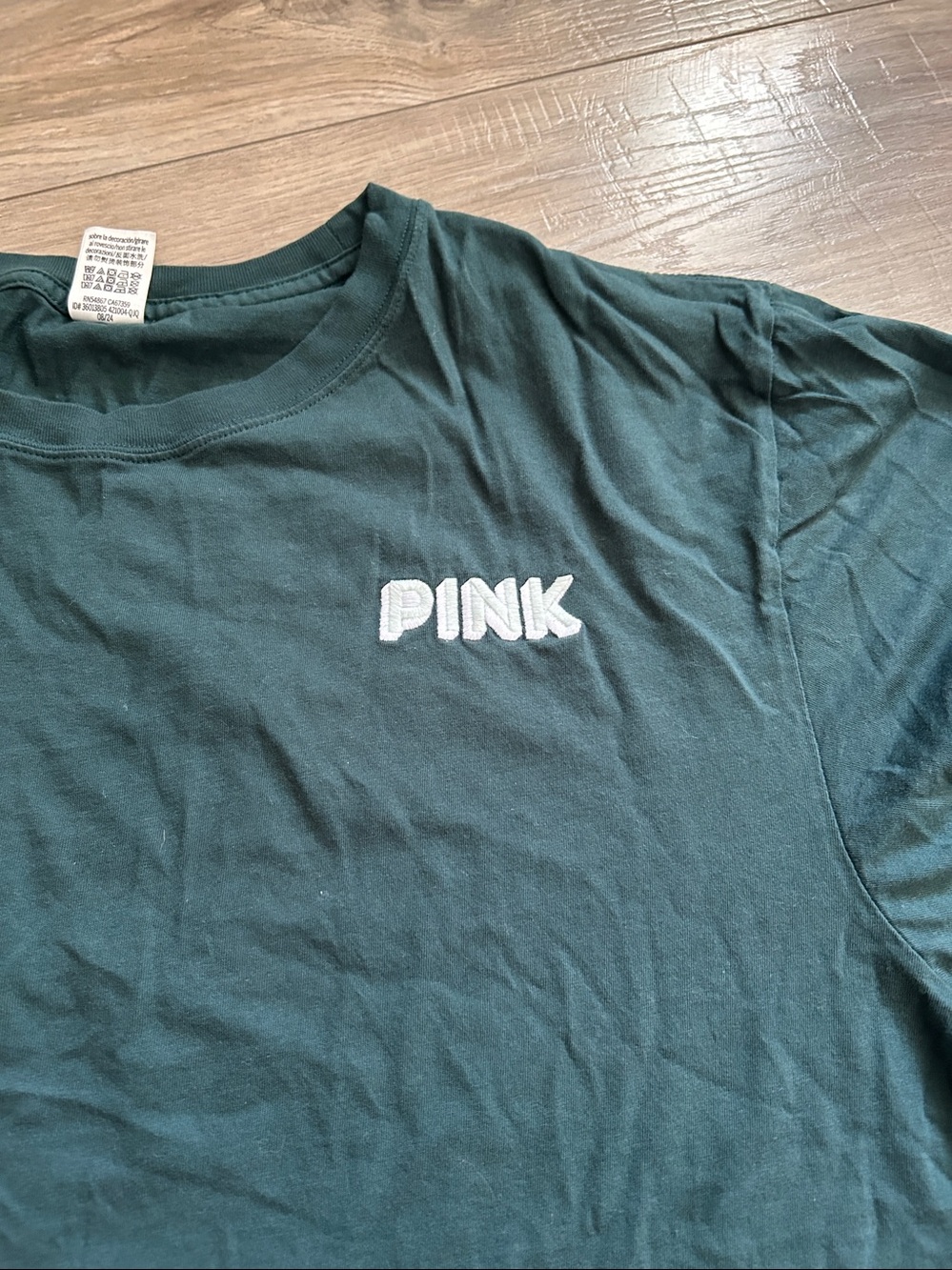 PINK Victoria's Secret Dark Teal Crewneck Tee; ‘Does This Come in Pink?’ - Picture 4 of 11